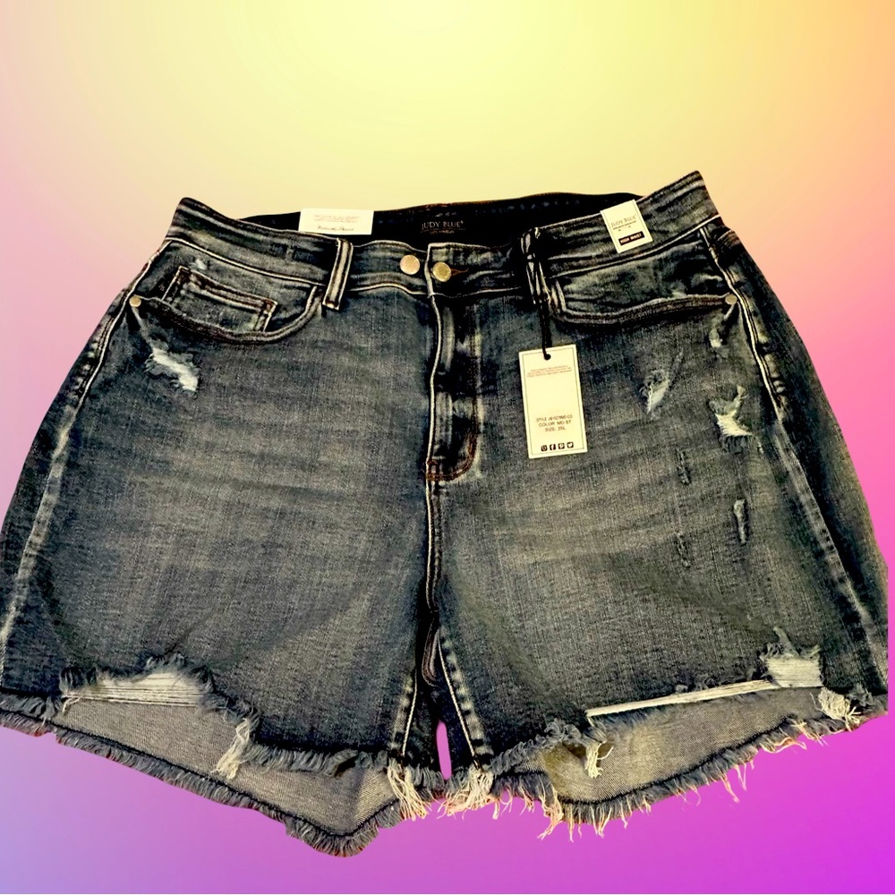 Judy Blue Distressed Black Jean Shorts